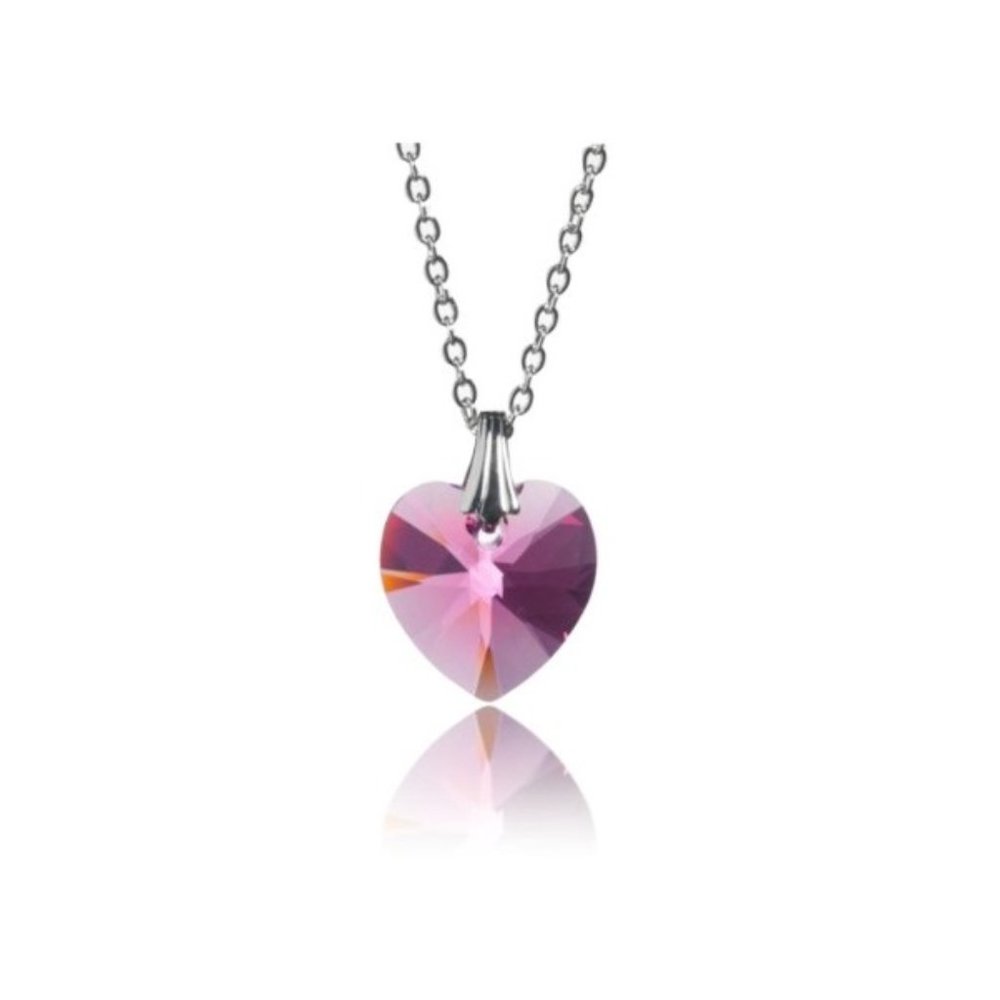 NWT Bianca Stone Swarovski Crystal Blush Pink Heart Charm Necklace